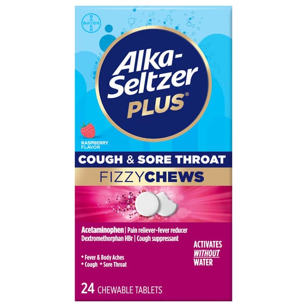 Alka-Seltzer Cough & Sore Throat Fizzy Chew-able Tablets